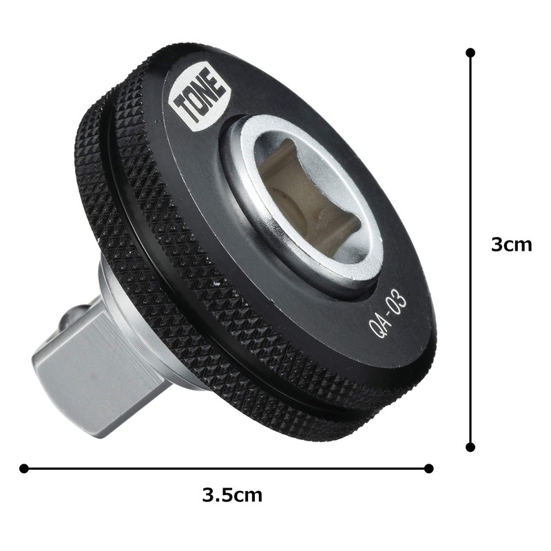 Tone QA-03 Quick Turn Adapter for Ratchets, 3/8" Connector, Black