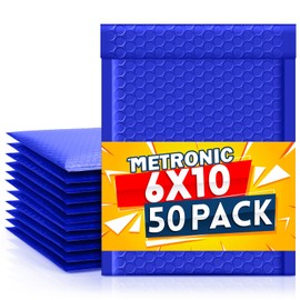 Metronic Bubble Mailers 6x10 Inch 50Pack, Royal Blue Bubble Envelopes, Waterproof Padded Envelopes, Adhesion Padded Mailers,Self-Seal Packaging Bags for Jewelry, Bubble Mailers Usable Size 6x9