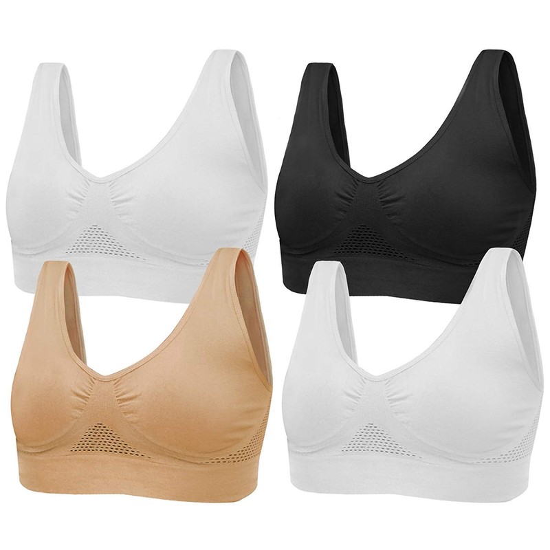 BH ohne Bügel nahtloser Sport BH im 4er Pack für