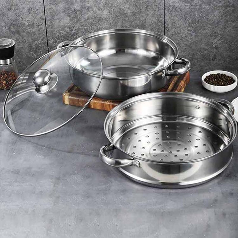 Steamer Pot for Cooking 11 inch Steamer Pot, 2-tier Multipurpose