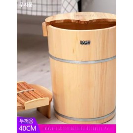 Brandless 편백 가정용 족욕 [35cm 긴 손잡이 뚜껑+마사지 포함] Cypress Home Foot Spa [35cm Long Handle Lid + Massage Included]