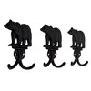 Wowser Rustic Black Bear Cast Iron Double Wall Hooks, Set