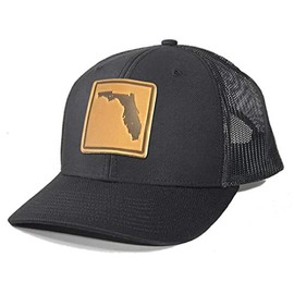 Homeland Tees Men's Florida Leather Patch Trucker Hat - Black/Black