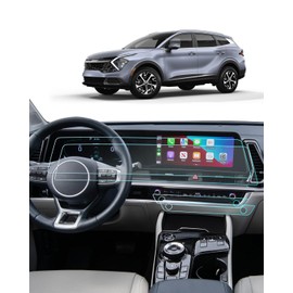 BIXUAN 2023-2025 Kia Sportage (Hybrid) Screen Protector -(4PCS) For Sportage (EX/X-Line) Dual 12.3Inch Touchscreen+AC, 2025 Sportage Accessories HD Transparent Infortainment Nano Film