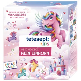 tetesept Kids Gift Box My Unicorn - Children's Bath Additive Gift Set with Bubble Bath, Bubble Bath, Bath Surprise, Shower and Bracelet - with Skin-Friendly Formula - Set of 8