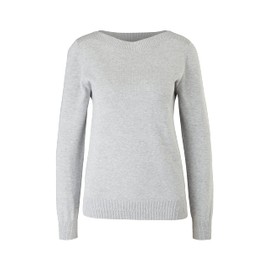 s.Oliver Ladies Long Sleeve Boat Neck Fine Rib Viscose Mix Plain Sweater, 9400