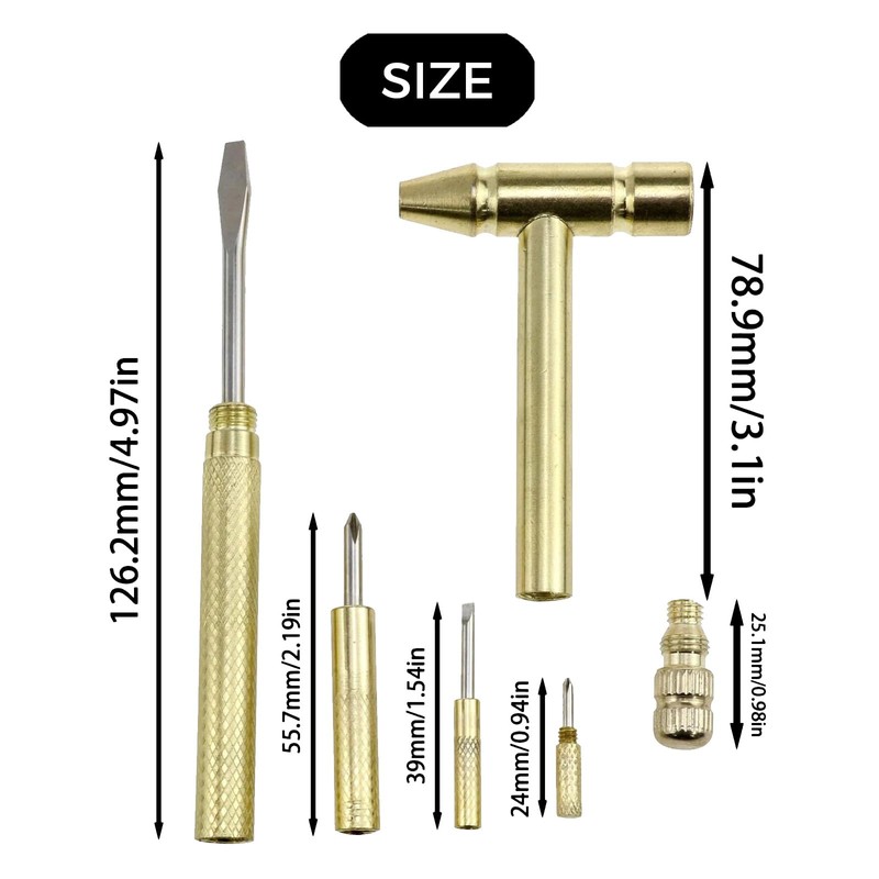 6 in 1 Mini Hammer Multitool, Small Camping Hammer with