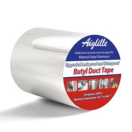 Aiglille Waterproof Butyl Tape 6"W X 16'L, Leak Proof Butyl Seal Tape, for RV Repair, Window, Boat Sealing, Glass, Sun Room, Glazed Tile and Rubber Roof Patching, Silver