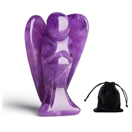 Angel Figurine 50 mm Amethyst Guardian Angel Crystals Angel Gemstones Healing Stones Amethyst Stone Guardian Angel Gift Angels Figure Decoration (Amethyst)