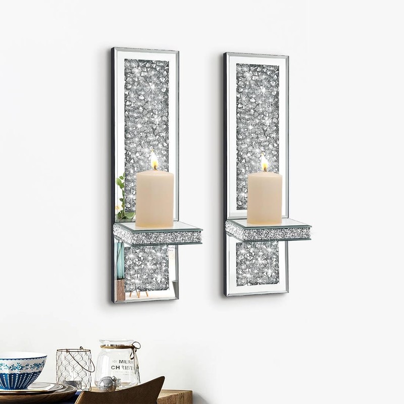 Pibeyer Crystal Crush Diamond Wall Candle Holder Set of 2,