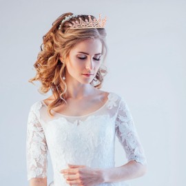 Vovii Tiaras for Women Princess Crown Headband Birthday Queen Rhinestone Shiny Pink Crown for Girl Princess Decoration for Birthday Prom Party