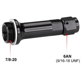 Podavelle 6AN Female Flare to 7/8-20 Carb Carburetor Inlet Fitting Adapter 3 Inch Extended Length Aluminum Black, Pack of 2