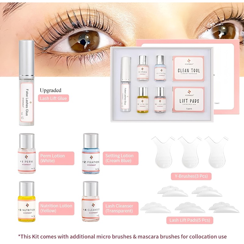 ICONSIGN Lash Lift Kit, Professional Salon Semi-Permanent Curling Eyelash Perm