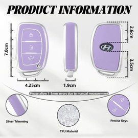 TOOMUME Key Cover TPU Car Key Case Fits Hyundai Santa Fe Tucson Elantra Accent Sonata Loniq i10 i20 i25 i30 i40 ix25 ix45 ix55, Key Cover Protection Key Case - Smart Key