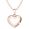 FF518VGRSZIFA45 Women's Heart Necklace Rose Gold Cubic Zirconia Stone 925