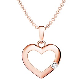 FF518VGRSZIFA45 Women's Heart Necklace Rose Gold Cubic Zirconia Stone 925 Silver High Quality Gold-Plated + Free Case with Engraving Real Heart Pendant Necklace Heart Pendant Woman Women Girlfriend,