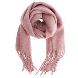 Zac's Alter Ego Warm Thick Fluffy Dusty Pink Soft Plain Wide Winter Scarf with Tassels