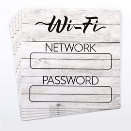 Oudain 5 Pieces Wi-Fi Password Sign Rustic Fridge Magnet Wi-Fi Password Sign for Home Magnetic Wi-Fi Sign for Guests Compatible with Airbnb VRBO