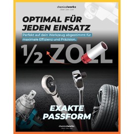 chemicalworkz Socket Spanner Set Protective Insert 17 mm 19 mm 21 mm ½ Inch Wheel Bolts Nut Set, High-Quality Cr-Mo Steel, Impact Wrench Nuts, Protective Nuts Wheel Change for Torque and Impact Wrench