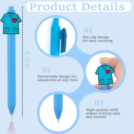 8Pcs Cute Nurse Pens - Funny Nurse Accessories with Black Gel Ink, Perfect for Medical Assistants, Nursing Students, Week Gifts, and Appreciation Gift.
