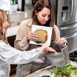 SPLF Paquete De 10 Bolsas De Sándwich Reutilizables Aptas Para Lavavajillas, Bolsas De Almacenamiento Reutilizables, Bolsas De Congelador De Cuarto De Galón Sin Bpa, Bolsas De Almuerzo Sin Silicona Y
