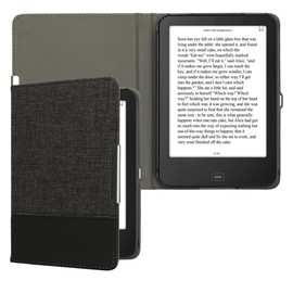 kwmobile Case Compatible with Tolino Shine 2 HD - Canvas eReader Protective Cover Case - Anthracite Black