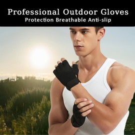 Cycling Gloves Men Women Cycling Gloves Fitness Gloves Breathable Sports Gloves Shock Absorbing MTB Gloves Non-Slip Breathable Half Finger Bicycle Gloves (L)