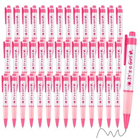Aodaer 48 Pieces It's a Girl Baby Shower Ballpoint Pens Pink Retractable Gel Pen with Soft Grip Baby Shower Pens for Girl Comfortable Black Ink Pen for Baby Shower Favors Party Guests Gifts