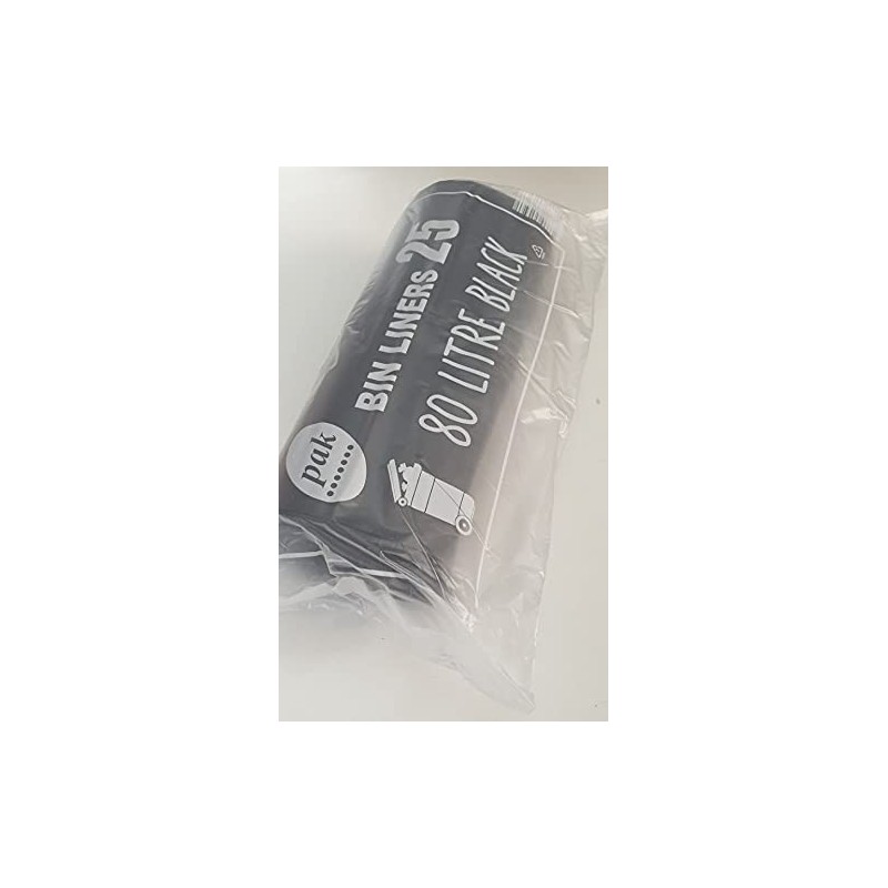 25 Pcs X 80L Black Garbage Bin Liners Heavy Duty