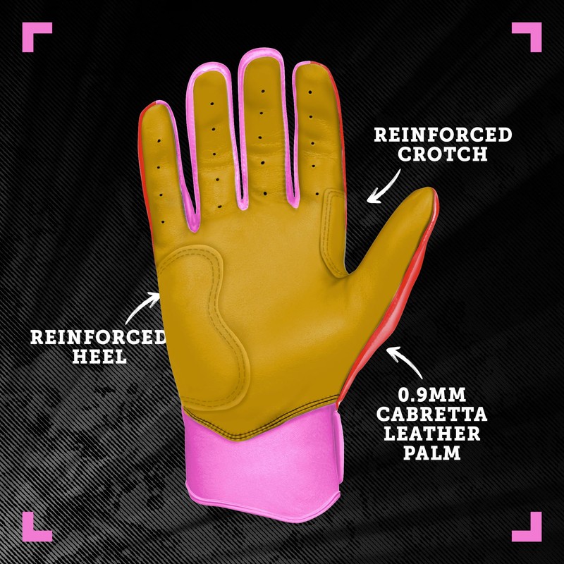 BRUCE BOLT Bader Series Short Cuff Pink Batting Glove -