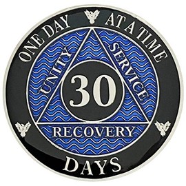 Simply Minimal AA 30 Days Silver Color Plated Coin, Alcoholics Anonymous Medallion