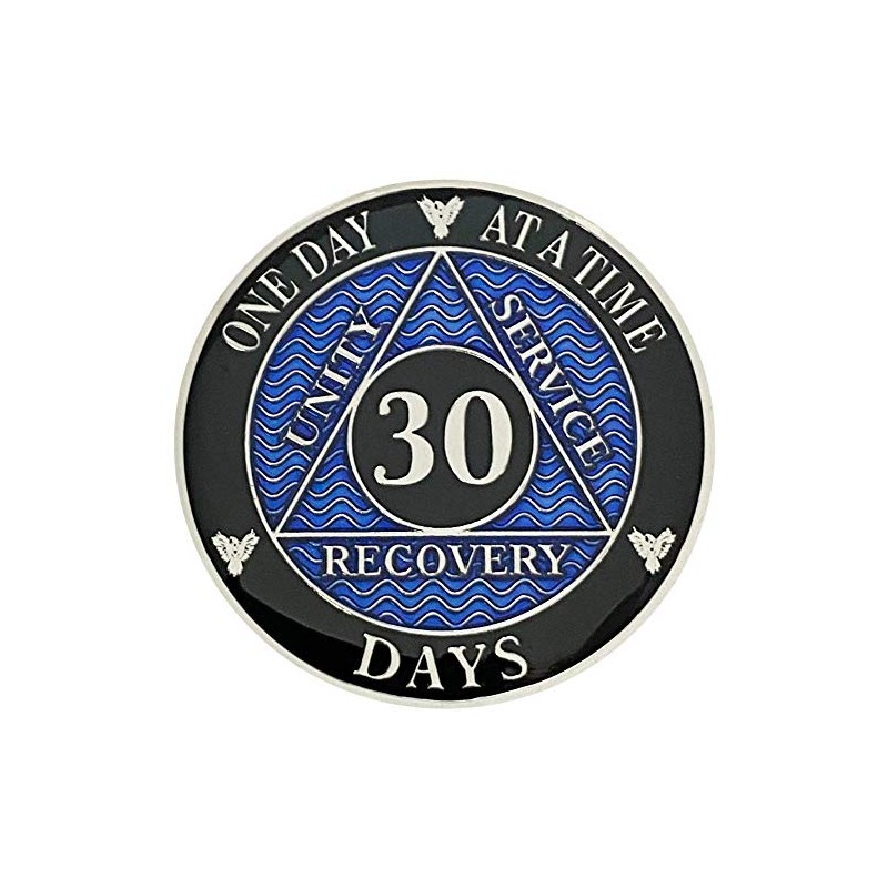 Simply Minimal AA 30 Days Silver Color Plated Coin, Alcoholics