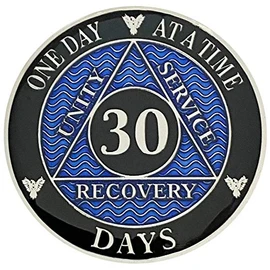 Simply Minimal AA 30 Days Silver Color Plated Coin, Alcoholics Anonymous Medallion