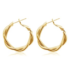 Gold Hoop Earrings for Women Double Twist Hoop Earrings Hypoallergenic Chunky Huggie Hoop Earrings Gifts for Her