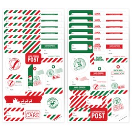 Big Dot of Happiness Santa's Special Delivery - Assorted from Santa Claus Christmas Gift Tag Labels - to and from Stickers - 12 Sheets - 120 Stickers