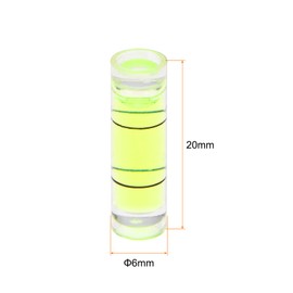 sourcing map 10pcs Small Cylindrical Bubble Level Vials 6x20mm PMMA Mini Horizontal Bubble Spirit Level Measuring Layout Tools for RV TV Picture Frame Hanging Tool Leveler