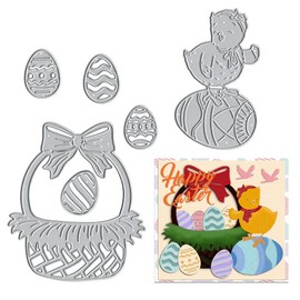 Metal Happy Easter Eggs Die Cuts for Card Making, Easter Egg Chick Basket Bows Cutting Dies for DIY Decor Paper Craft Card Making Scrapbooking Paper Album Stamp