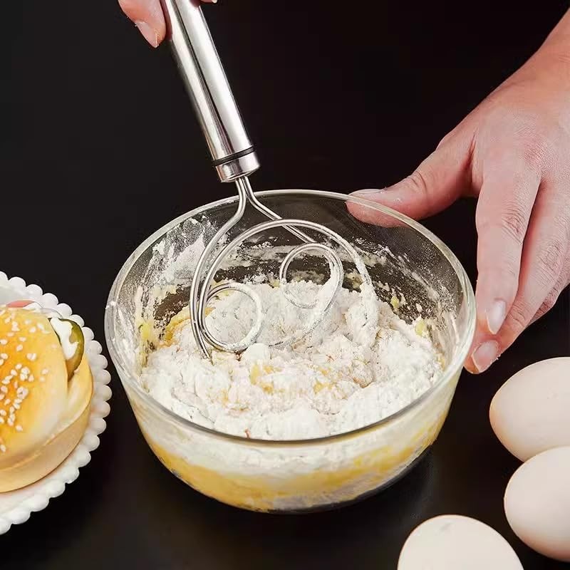 Stainless Steel Dough Whisk for Bread and Pizza - Professional