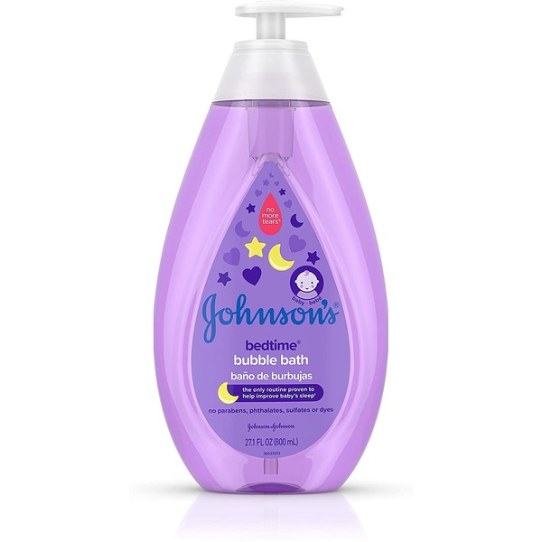 Johnson's Bedtime Baby Bubble Bath with Relaxing & Soothing NaturalCalm Aromas, Hypoallergenic, Gentle & Tear-Free Nighttime Bubble Bath for Babies, Kids & Toddlers, 27.1 fl. oz