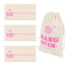 NICENEEDED 30Pcs Cotton Hangover Favor Bags, Recovery Kit Bag with Drawstring Bachelorette Party Pouch, Muslin Tote Bags for Bachelorette Party Wedding Bridal Shower Engagement Party