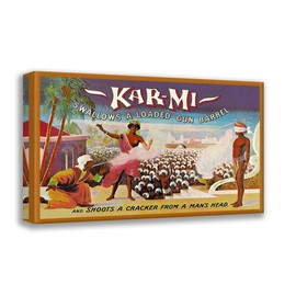 ArtDirect Hallworth, Joseph B. 24x17 Gallery Wrapped Canvas Museum Art Titled: Magicians: Kar-Mi Swallows a Loaded Gun Barrel and Shoots a Cracker from a Mans Head