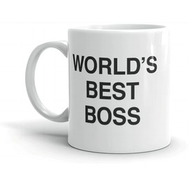 Worlds Best Boss - Taza de café para oficina, decoración de oficina, regalo para fanáticos de la oficina, compañeros de trabajo o amigos, 11 onzas