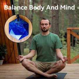 KETLIXS Lapis Lazuli Orgone Lazurite Star of David Hexagram Necklace,Amulet Pendant Gemstone Crystal Pendant Necklace for Men Women(Adjustable Chain)