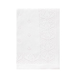 LAWKUL Cellular Blanket Baby 100% Cotton Knitted Soft Knit Crochet Blankets for Newborn Boy Girls Infants 100x80cm White