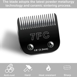 7F Blades Dog Grooming Blades Compatible with Andis/Oster A5/Wahl KM-10 Series Dog Clippers,Detachable Clipper Replacement Blade,Black (7FC/3PCS)