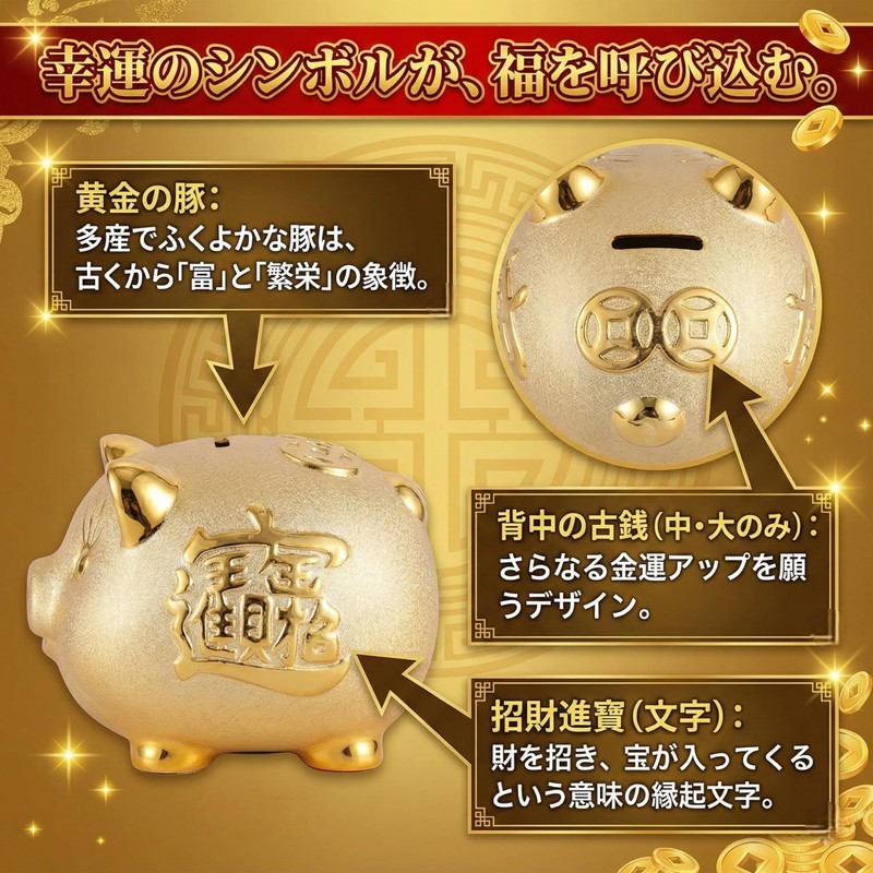 Queen-b Piggy Bank Gold Interior Luck Up Lucky Feng Shui