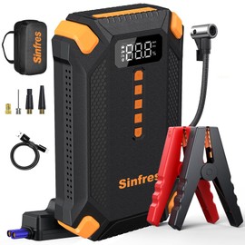 Jump Starter with Air Compressor, 1000A Battery Jumper Starter Portable, 150PSI Tire Inflator, 12V Jump Box, LED Flashlight, LCD Display for 6L Gas & 3L Diesel Engines, Car, SUV, Truck