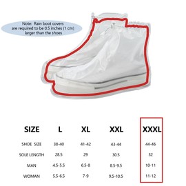 2 Pairs Waterproof Rain Covers for Shoes, PVC Reusable Rain Shoes Cover, Non-Slip Rain Boot Covers for Cycling Outdoor Camping (XL)