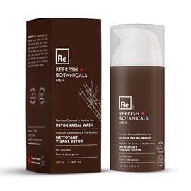 Refresh Botanicals Detox Facial Wash for Men | Face Wash for Oily Skin | Infused with Bamboo Charcoal & Rooibos Tea | Removes Dirt, Oil & Grime Without Stripping your Skin | Pore Cleanser, 3.38 Oz