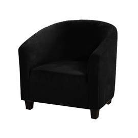 HOMECOVER Armchair Protector, Elastic Armchair Cover, Velour Chair Cover with Armrests, Protective Cover for Club Chair for Single Sofa, Club Chair, Cocktail Chair, Black, Large